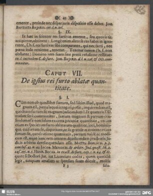 Caput VII. De ipsius rei furto ablatae quantitate