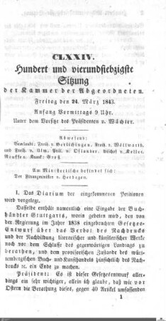 174. Sitzung, Stuttgart, 24.3.1843