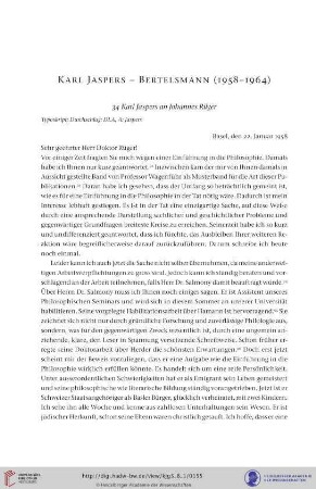 Karl Jaspers- Bertelsmann (Verlag C. Bertelsmann, Gütersloh) 1958-1964