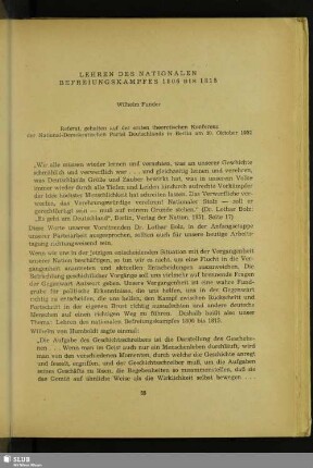 Lehren Des Nationalen Befreiungskampfes 1806 Bis 1815