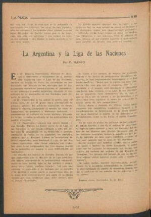 La Argentina y la Liga de las Naciones