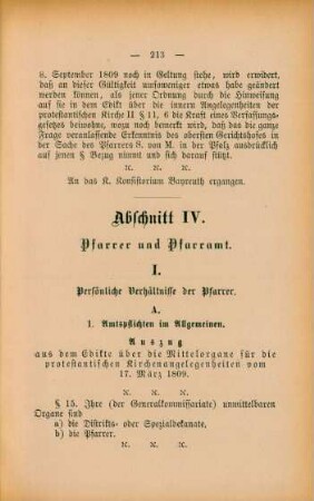 I. Persönliche Verhältnisse der Pfarrer