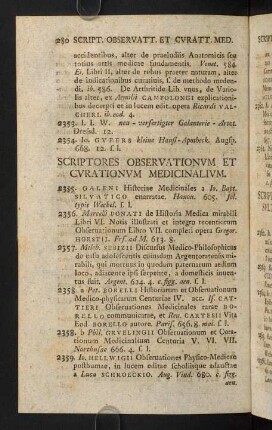 280-310, Scriptores Observationum et Curationum Medicinalium - Disputationes Physiologicae