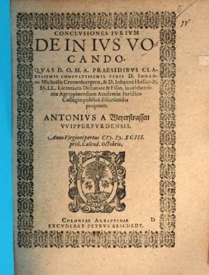 Conclusiones iurium de in ius vocando