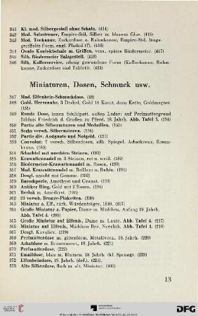 Miniaturen, Dosen, Schmuck usw. (Nr. 347-373)