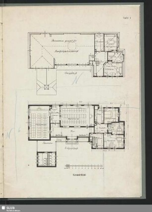 Grundrisse [Erd- und Obergeschoss], Schule der Gemeinde Neu-Eibau, Oberlausitz