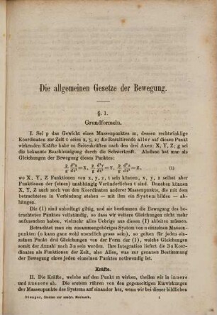 Studien zur analytischen Mechanik : die allgemeinen Gesetze der Bewegung