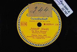 "Falstaff" : Die Ehre, Gauner! ; Mololog des Falstaff / [Komponist: Giuseppe] Verdi