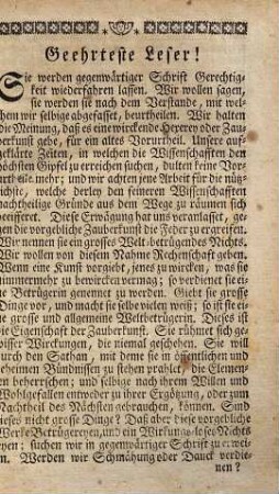 Das grosse Welt-betrügende Nichts oder die heutige Hexerey und Zauberkunst : In Zweyen Büchern