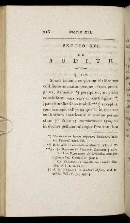 Sectio XVI. De Auditu
