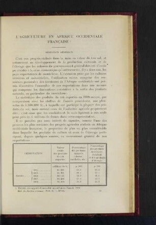 L'Agriculture En Afrique Occidentale Francaise.