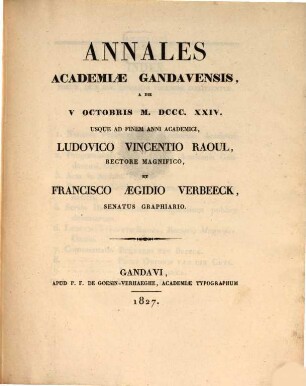 Annales Academiae Gandavensis. 1824/25