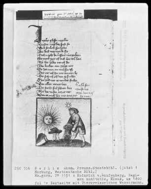 Heinrich von Laufenberg, Regimen sanitatis, deutsch — Wassermann, Folio 1verso