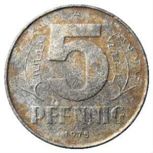 Fundmünze, 5 Pfennig, 1975