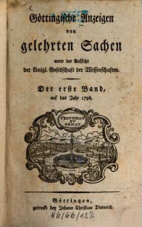 Göttingische Anzeigen von gelehrten Sachen. 1796, 1