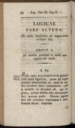 Logicae Pars Altera. De recto intellectus in inquirenda veritate vsu.