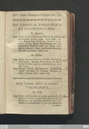 XVII. Libri Miscellanei Theologici.