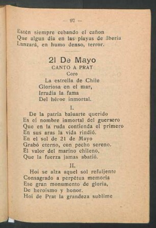 21 de Mayo : Canto a prat