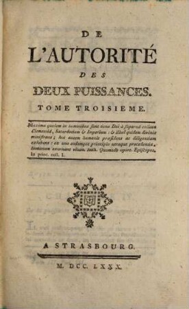 De L'Autorité Des Deux Puissances, 3