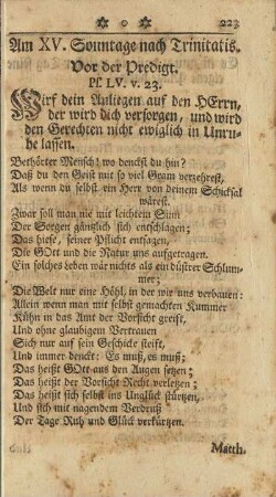 Am XV. Sonntage nach Trinitatis