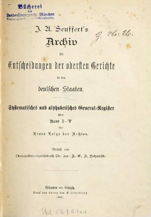 J. A. Seuffert's Archiv für Entscheidungen der obersten Gerichte in den deutschen Staaten. [35,a]