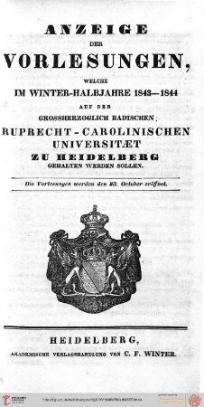 Wintersemester 1843/1844