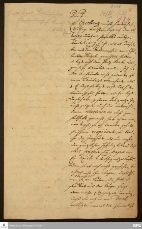 Brief von August Hermann Francke an Graf v. Nostitz.