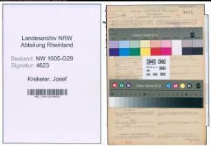 Entnazifizierung Josef Krekeler , geb. 29.07.1896 (Bahnsekretaer)