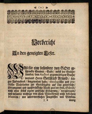 Vorbericht an den geneigten Leser
