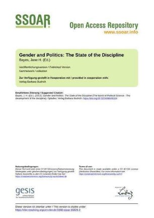 Gender and Politics: The State of the Discipline