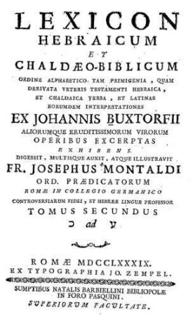 In: Lexicon Hebraicum et Chaldaeo-biblicum ... ; Band 2