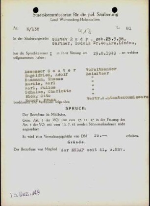 Rudy, Gustav
