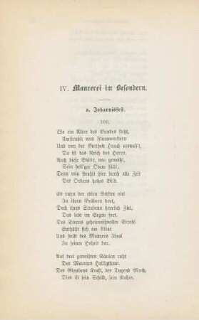 IV. Maurerei im Besondern