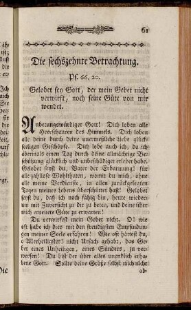 Die sechszehnte Betrachtung