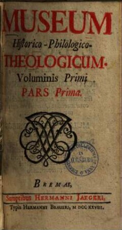 Museum Historico-Philologico-Theologicum, 1