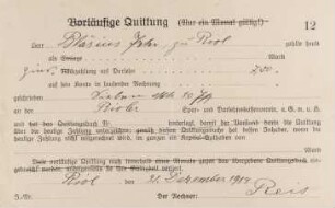 Quittung vom 31. Dezember 1914 (Rioler Spar- und Darlehensverein)