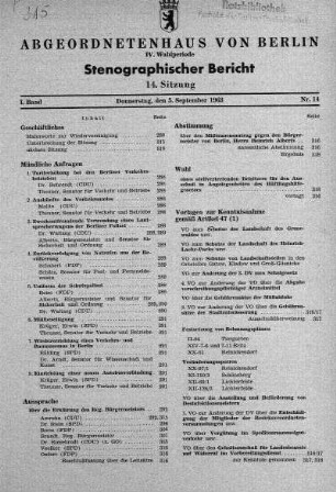 Nr. 14 (14), 5. September 1963