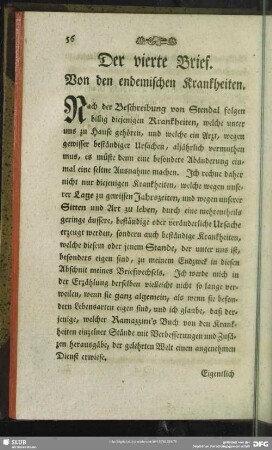Der vierte Brief. Von den endemischen Krankheiten