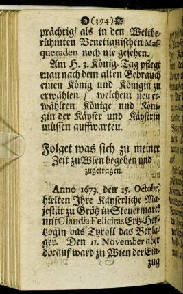 Folget was sich zu meiner Zeit zu Wien begeben und zugetragen.