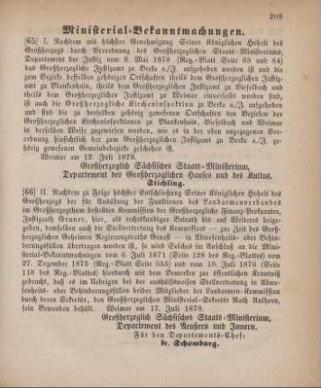 66. Ministerial-Bekanntmachung, die Zusammensetzung der Großherzoglichen Landarmen-Kommission betreffend