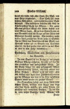 Entstehun, Wachstum und Fortpflanzung der Gewächse