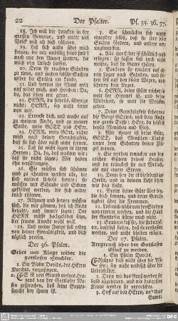 Der 37. Psalm. Aergerniß über der Gottlosen Glück zu meiden