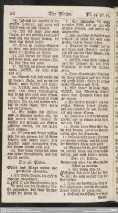 Der 37. Psalm. Aergerniß über der Gottlosen Glück zu meiden