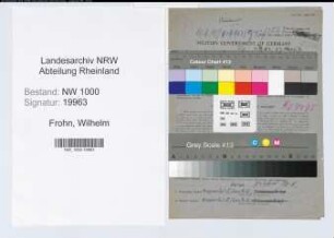 Entnazifizierung Wilhelm Frohn, geb. 23.11.1891 (Techn.Einkaeufer)