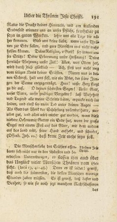 4) Ueber die Thränen Jesu Christi.