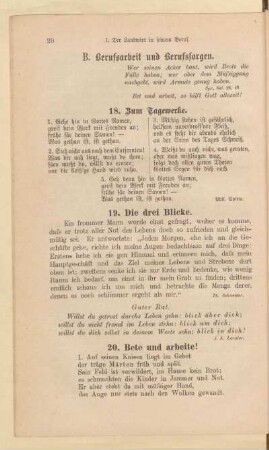 B. Berufsarbeit und Berufssorgen