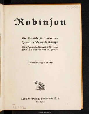 Robinson : ein Lesebuch für Kinder
