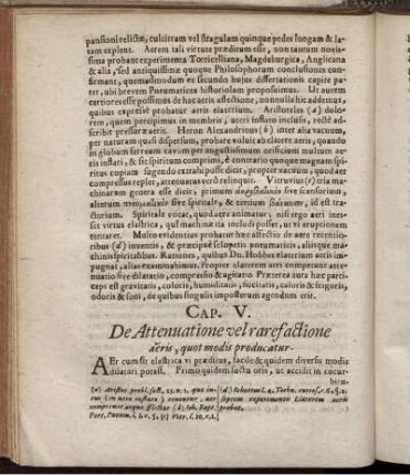 Cap. V. De Attenuatione vel rarefactione aeris, quot modis producatur.
