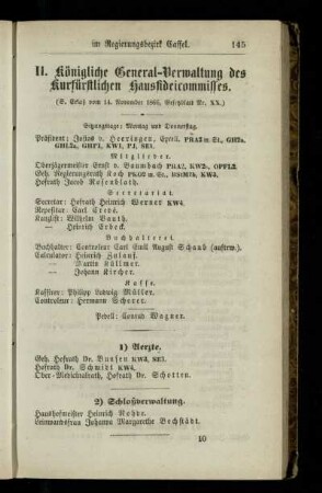 Königliche General-Verwaltung des Kurfürstlichen Hausfideicommisses