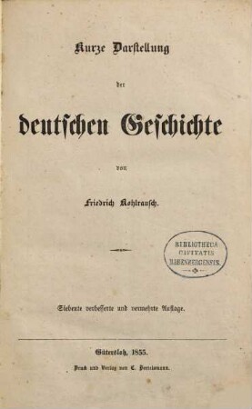 Kurze Darstellung der deutschen Geschichte